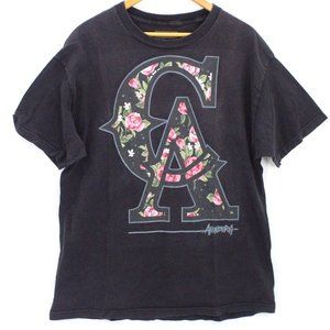 Vintage Anenberg Shirt Mens Black Short Sleeve California Logo Cotton Size XL